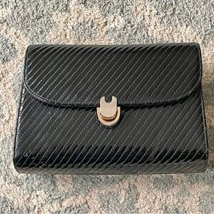 Stefano Bravo Black Patent Leather Italian Flap Handbag